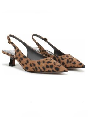 Franco Sarto Jaden Slingback Heels Leopard Print Pointed Toe Kitten Women’s 9M